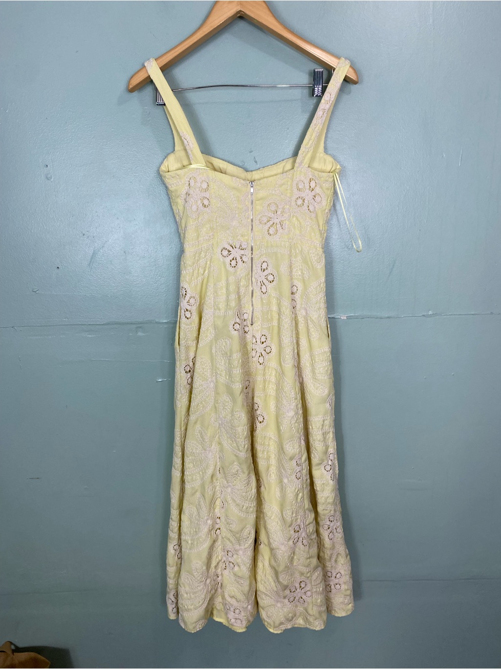 Bardot Lilah Corset Midi Dress Yellow Daisy Floral Embroidered Size 4 — image 6 of 8